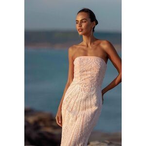 Elliatt Kiki Strapless Gown in Pink wedding Guest Cocktail Date Dress size S NWT